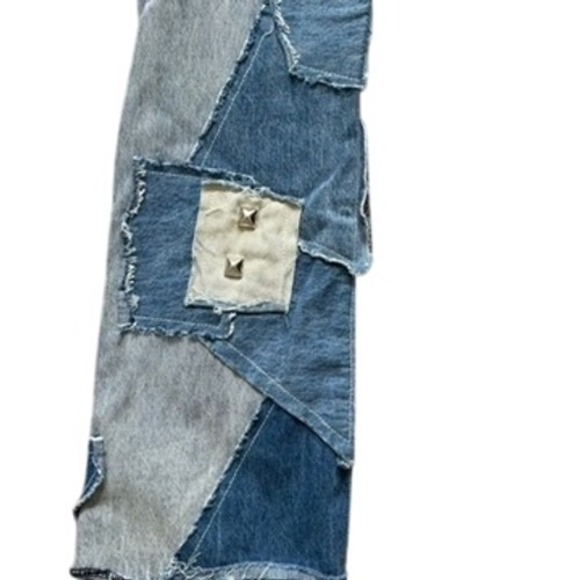 MNML Blue Patchwork Relaxed Jeans - Picture 8 of 10